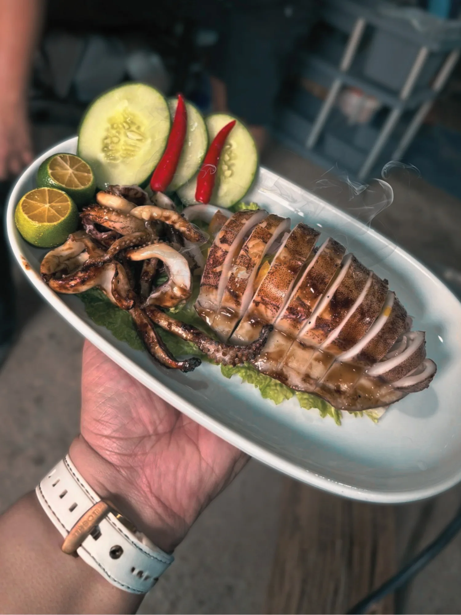 Sizzling Whole Squid